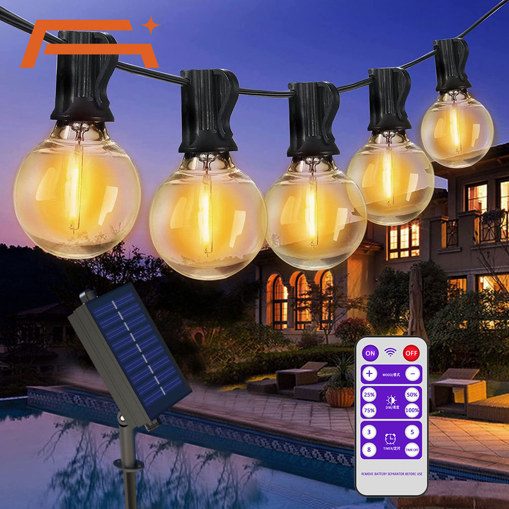 String Light Bistro - Solar String Lights Outdoor G40 Patio