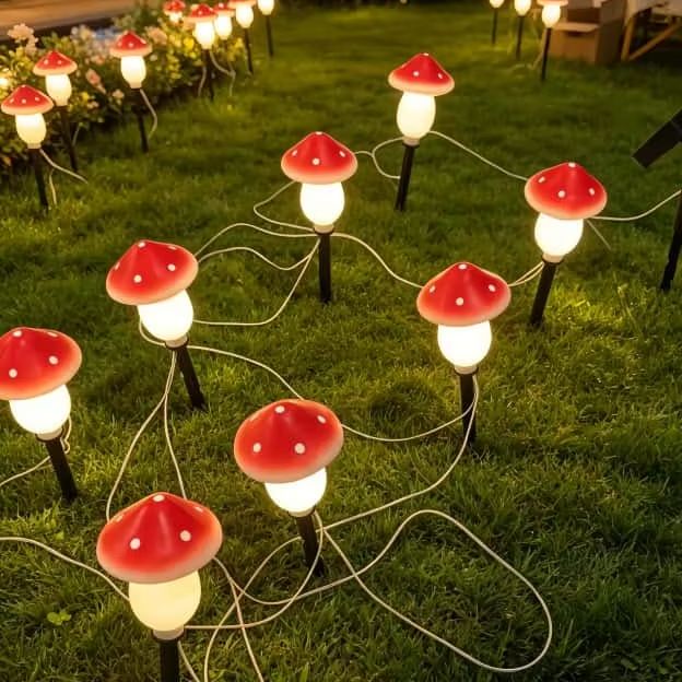 Outdoor Lighting Yard Decoration - Solar Mushroom String Lights Waterproof Outdoor