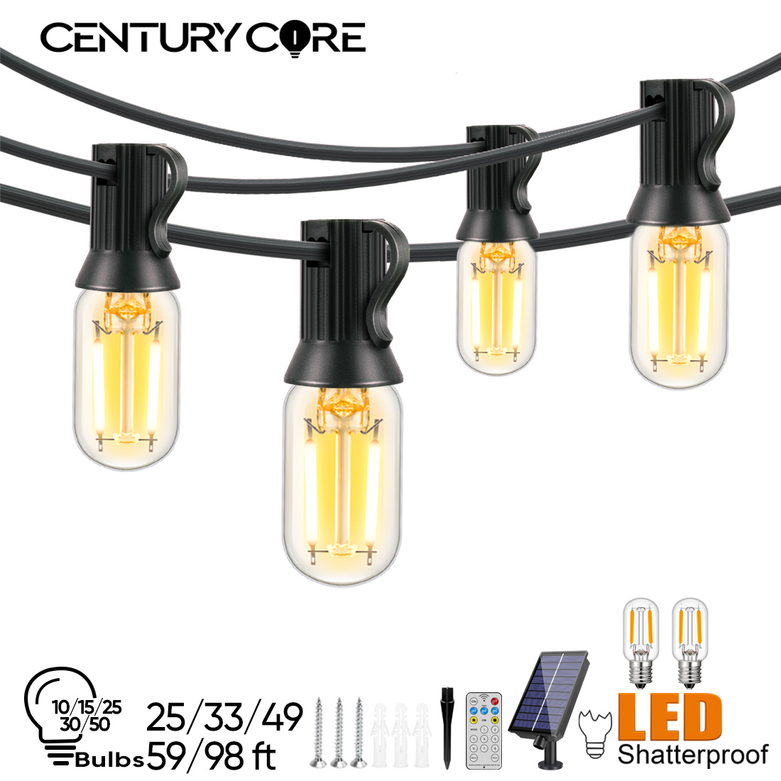 LED T22 Solar String Lights 8  - đánh giá và giá String Light Bistro
