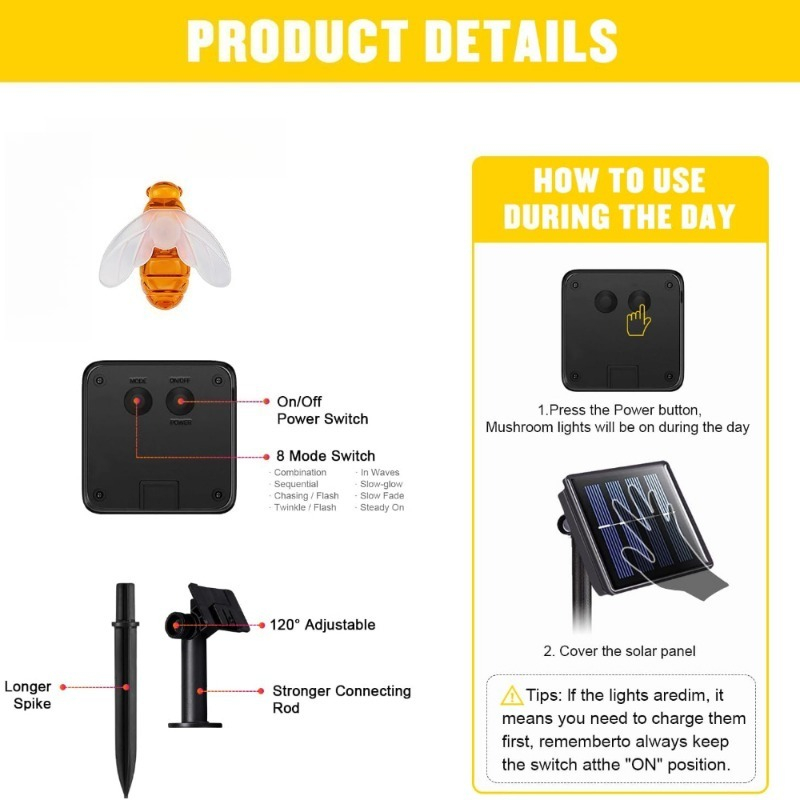 Solar Bee String Light 7m 50 L - đánh giá và giá Outdoor Lighting Yard Decoration