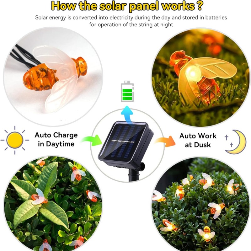 Solar Bee String Light 7m 50 L - đánh giá và giá Outdoor Lighting Yard Decoration
