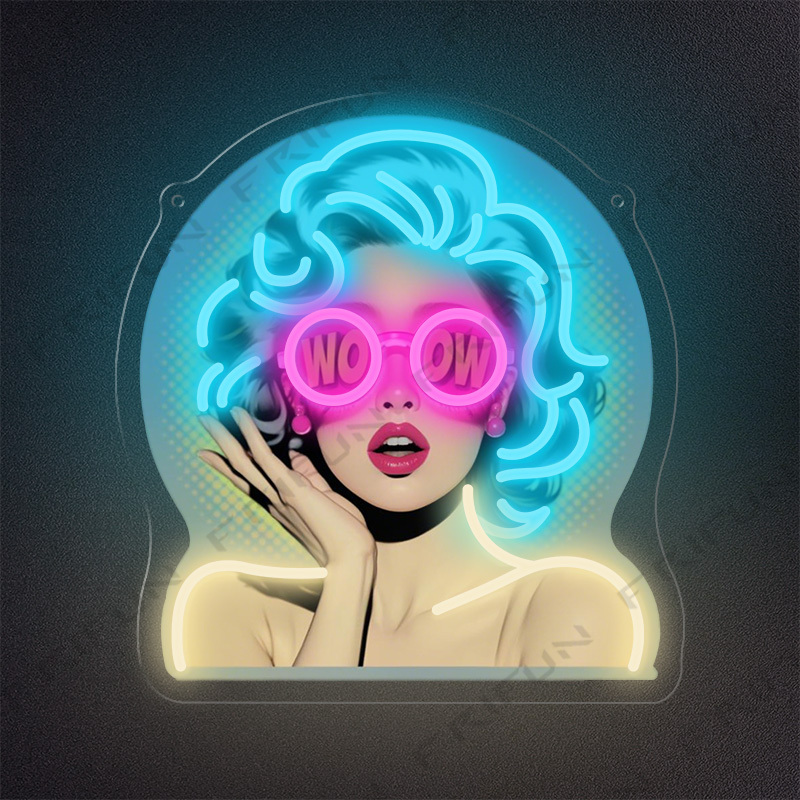 WOW Curl Girl Neon Sign UV Pri - đánh giá và giá Outdoor Lighting Decor Wow