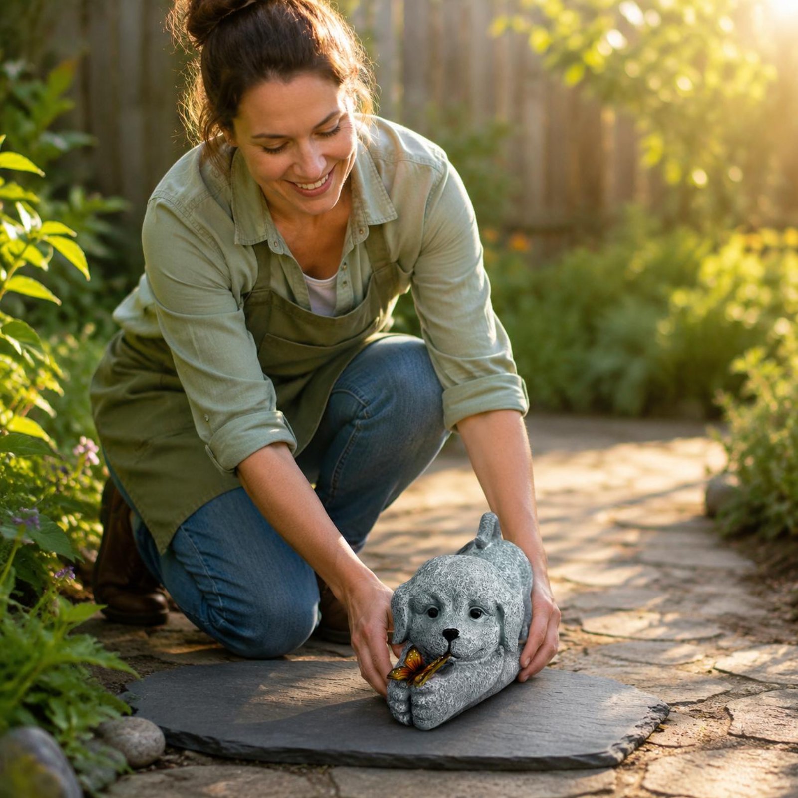 Solar Dog Statue Resin Craft S - đánh giá và giá Outdoor Lighting Yard Decoration