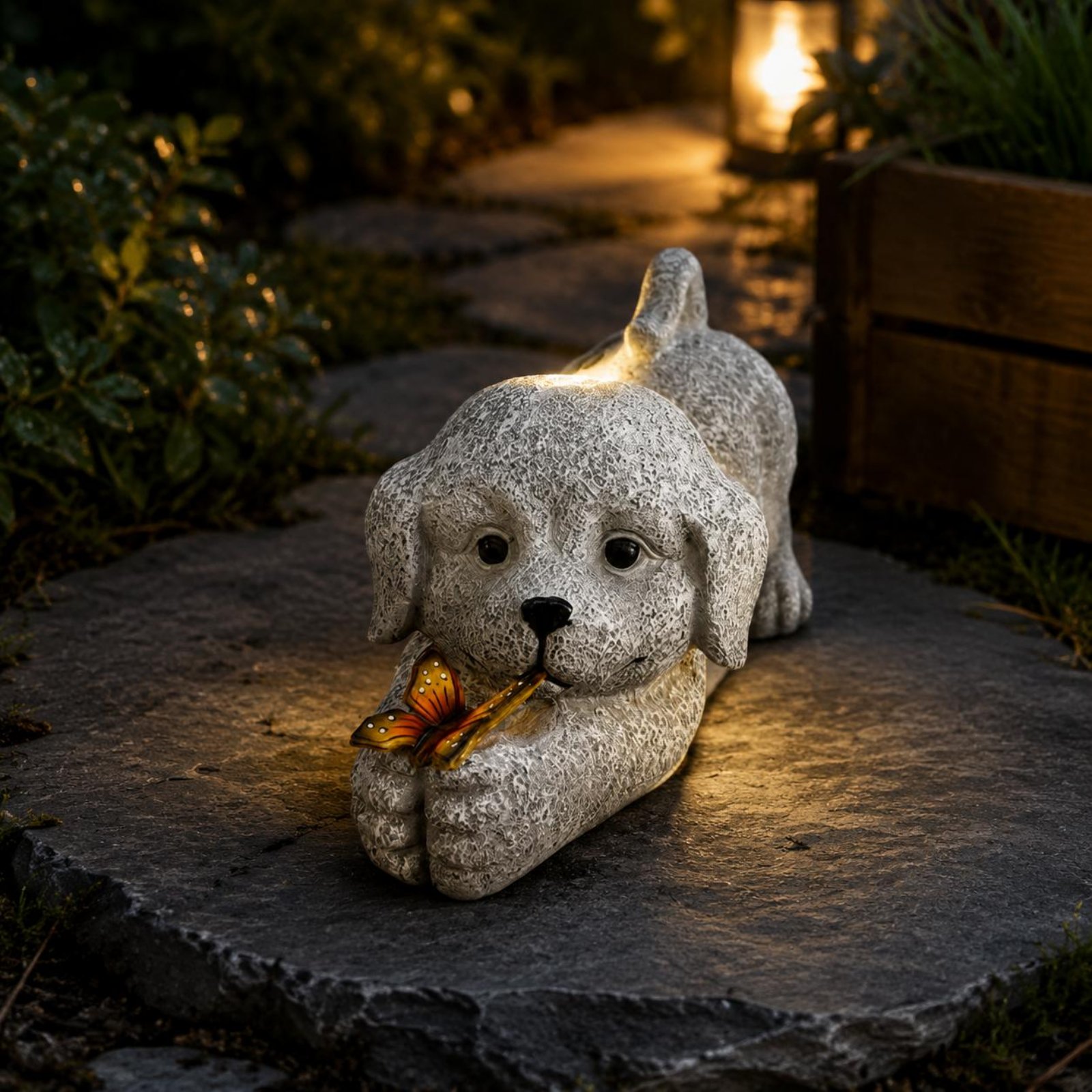 Solar Dog Statue Resin Craft S - đánh giá và giá Outdoor Lighting Yard Decoration